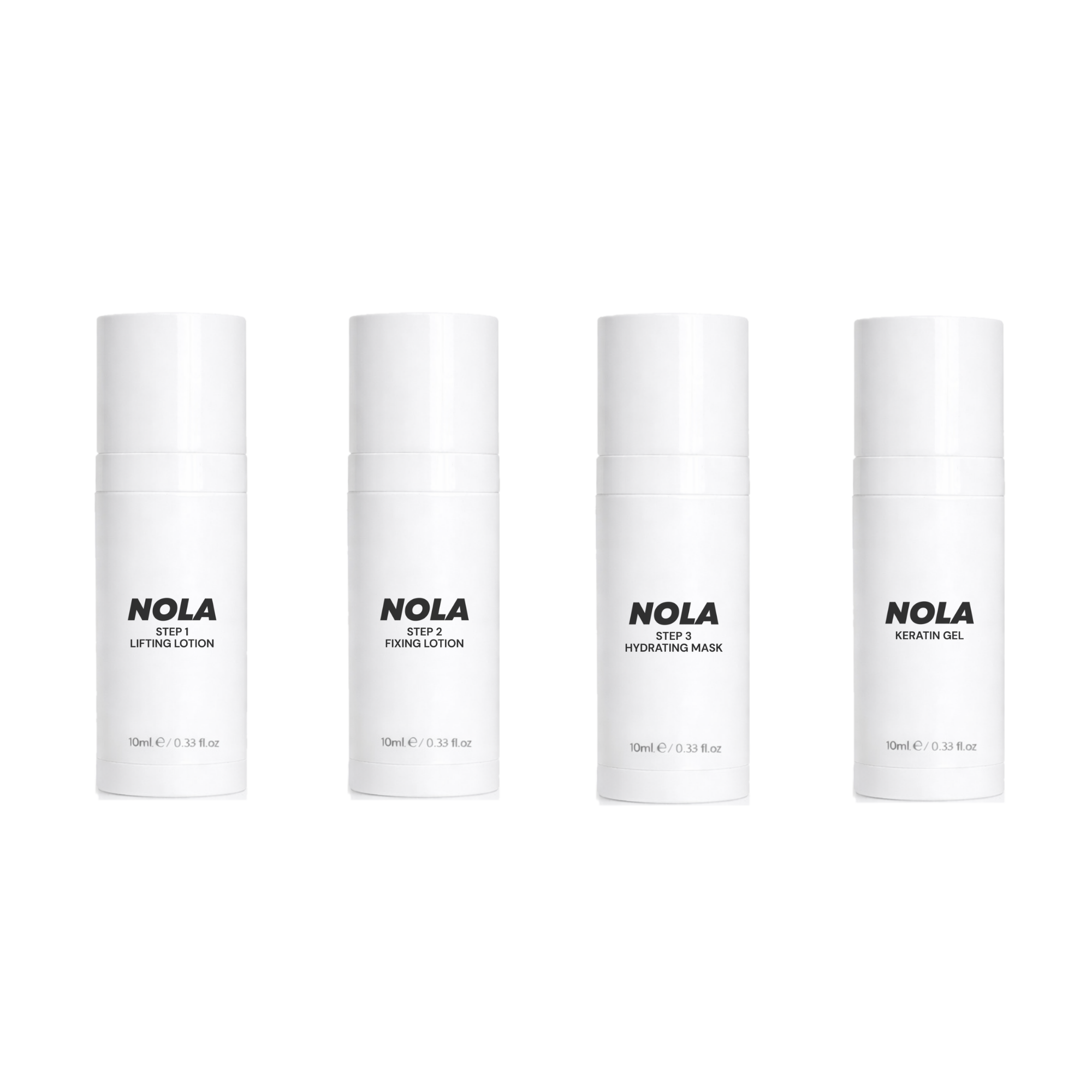 NOLA four-step system with Lifting Lotion, Fixing Lotion, Hydrating Mask and Keratin Gel